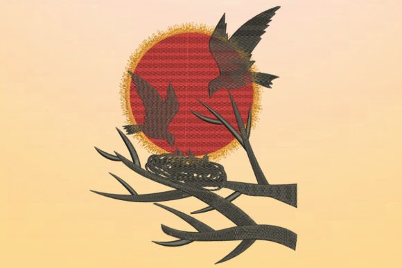 Birds and Nest Embroidery Design