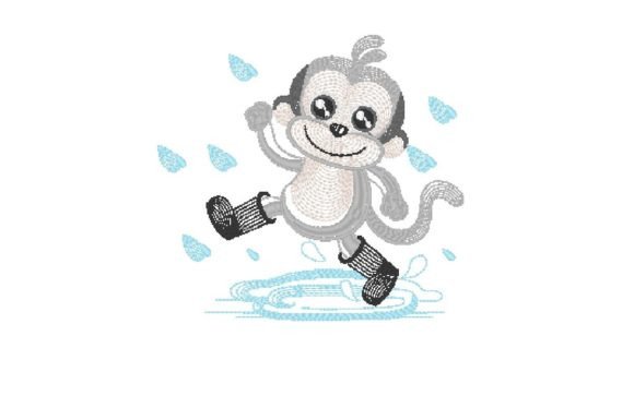 Cute Monkey Embroidery Design