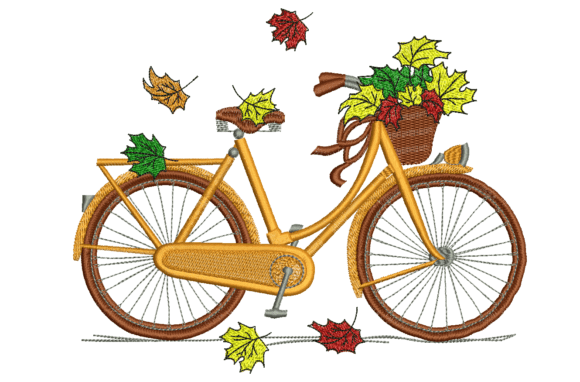 Fall Bike Embroidery Design