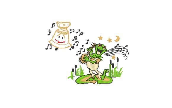 Frog Sings: A Delightful Embroidery Design