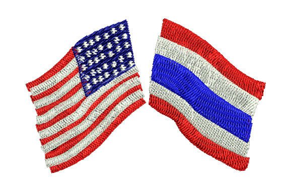 Thai Flag and American Flag Embroidery